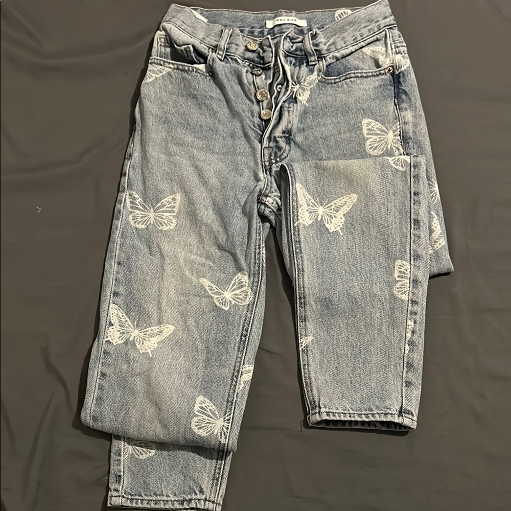 PACSUN 🦋 Blue Butterfly Print Jeans